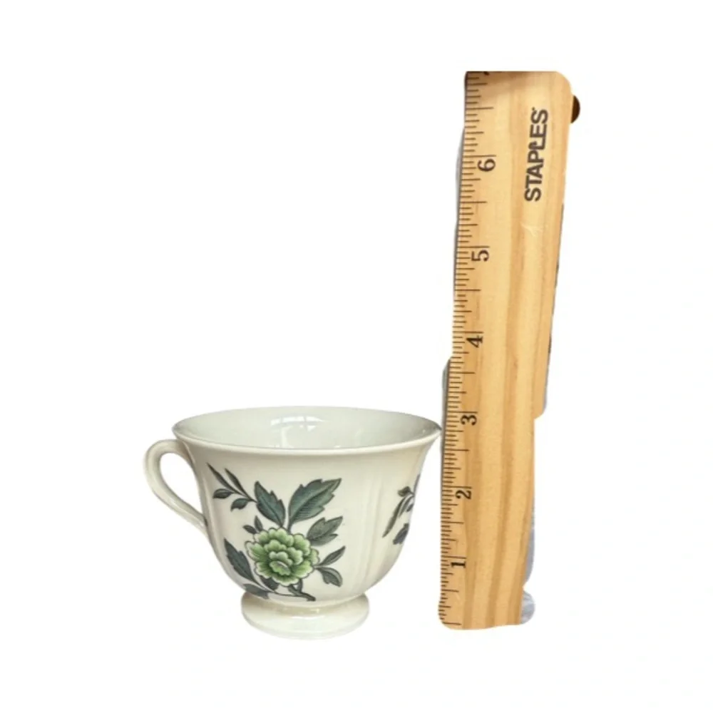 Wedgwood “Green Leaf” Teacup and Saucer Set Made in England